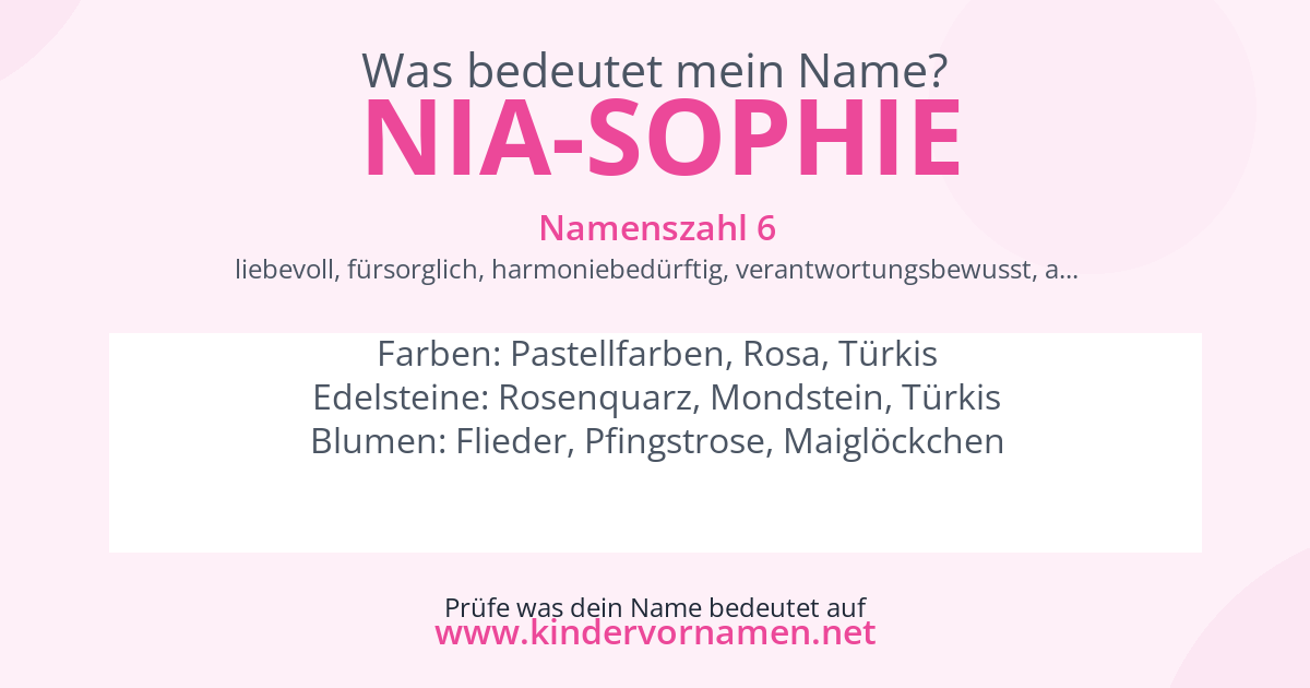 Was bedeutet der Name Nia-Sophie?