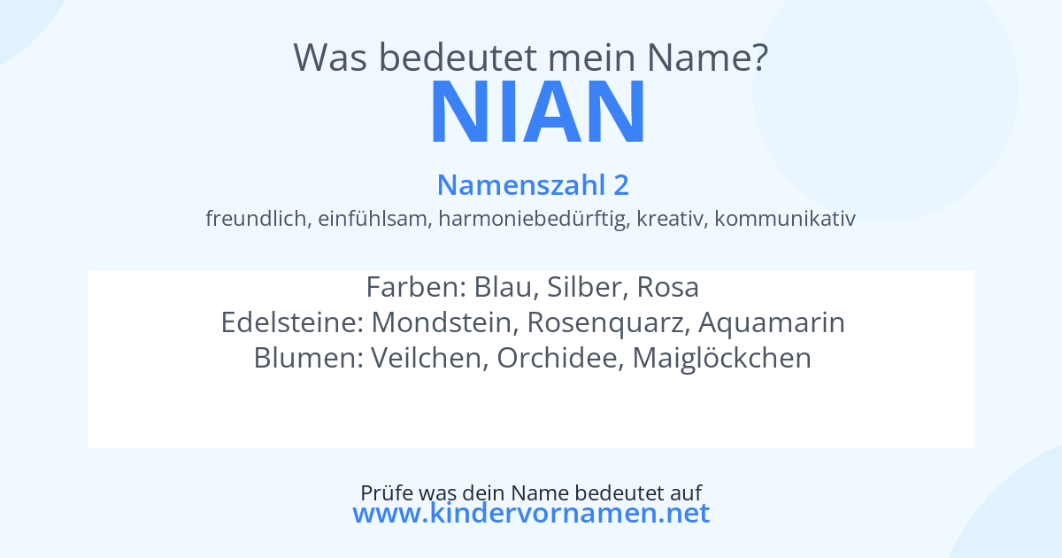 Was bedeutet der Name Nian?