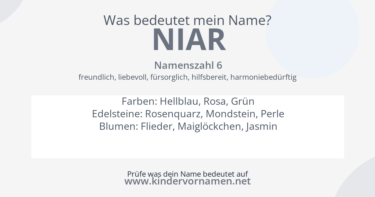 Was bedeutet der Name Niar?