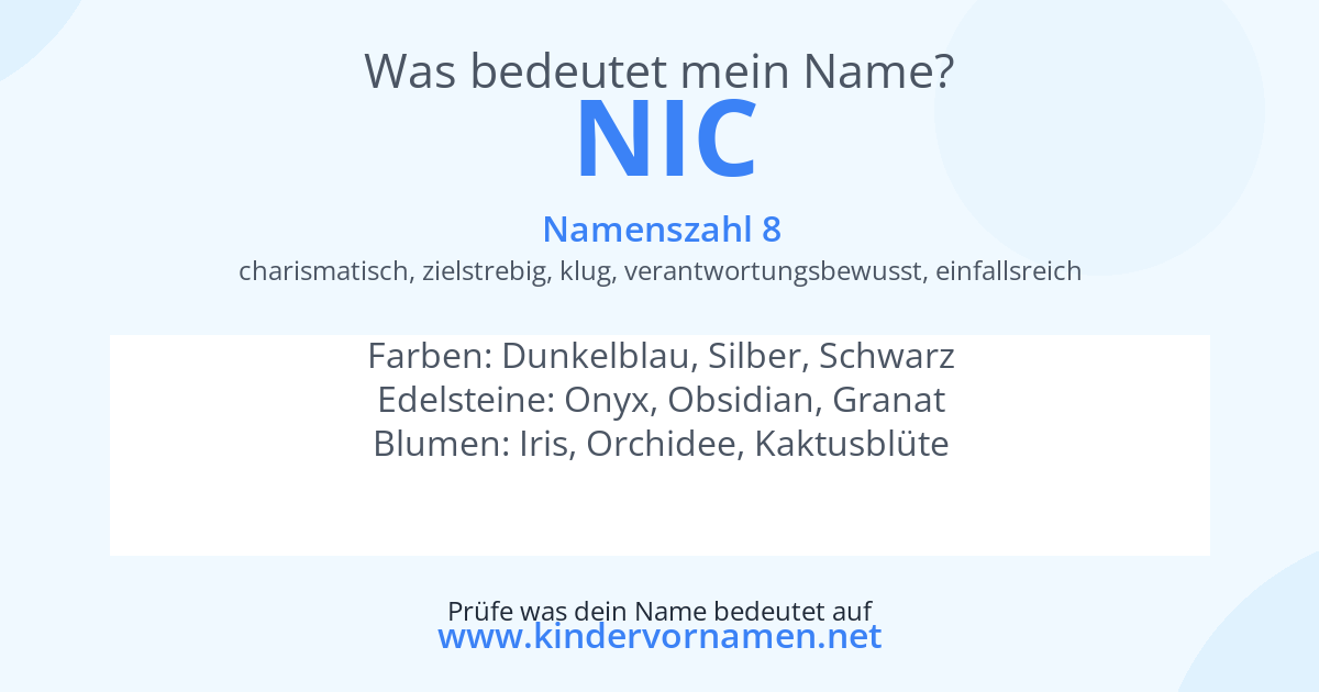 Was bedeutet der Name Nic?