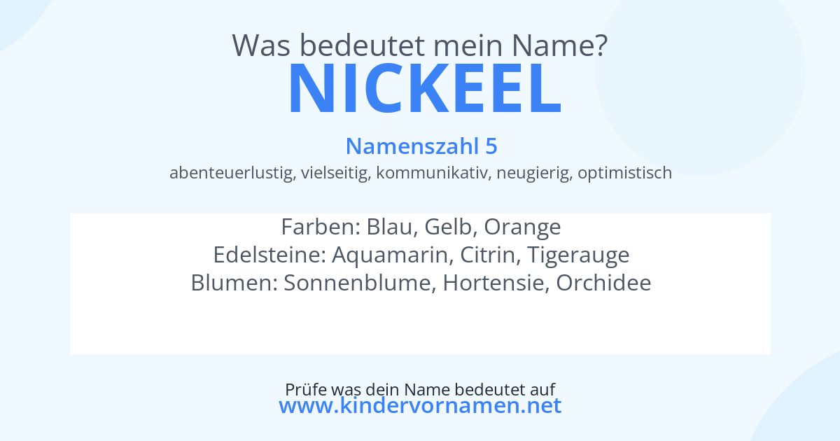 Was bedeutet der Name Nickeel?