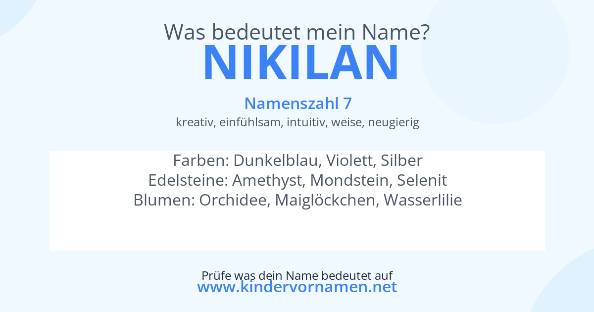 Was bedeutet der Name Nikilan?