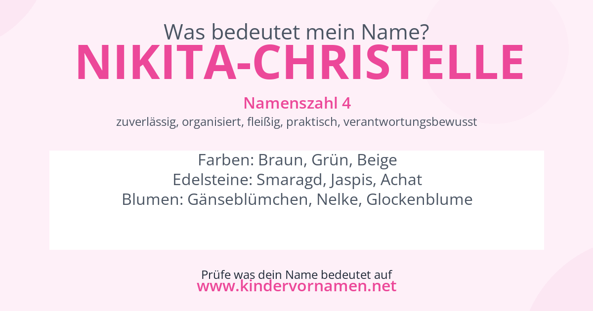 Was bedeutet der Name Nikita-Christelle?