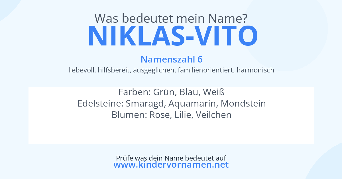 Was bedeutet der Name Niklas-Vito?