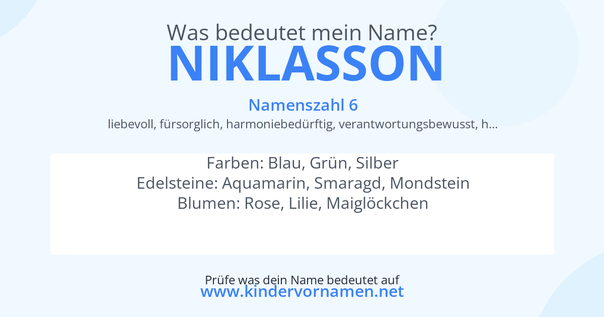 Was bedeutet der Name Niklasson?
