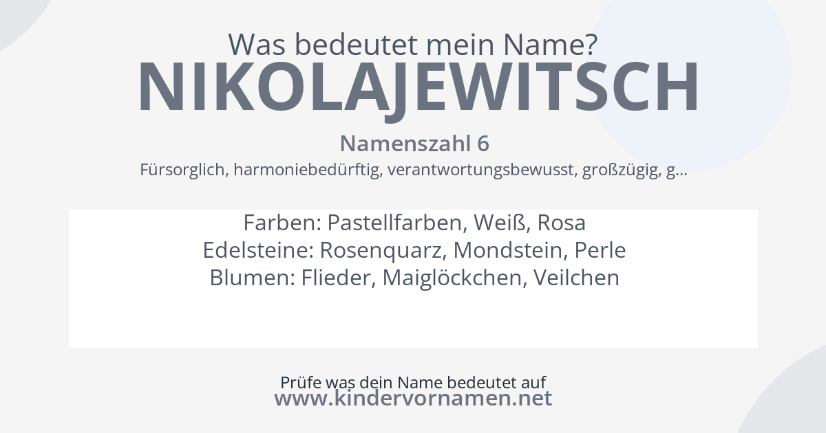 Was bedeutet der Name Nikolajewitsch?