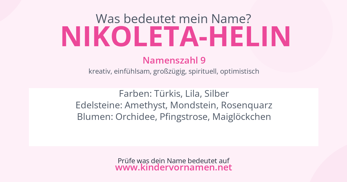 Was bedeutet der Name Nikoleta-Helin?