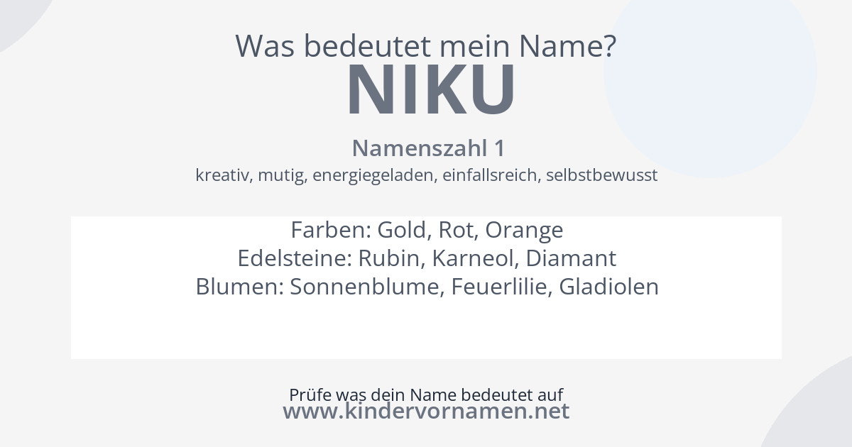 Was bedeutet der Name Niku?