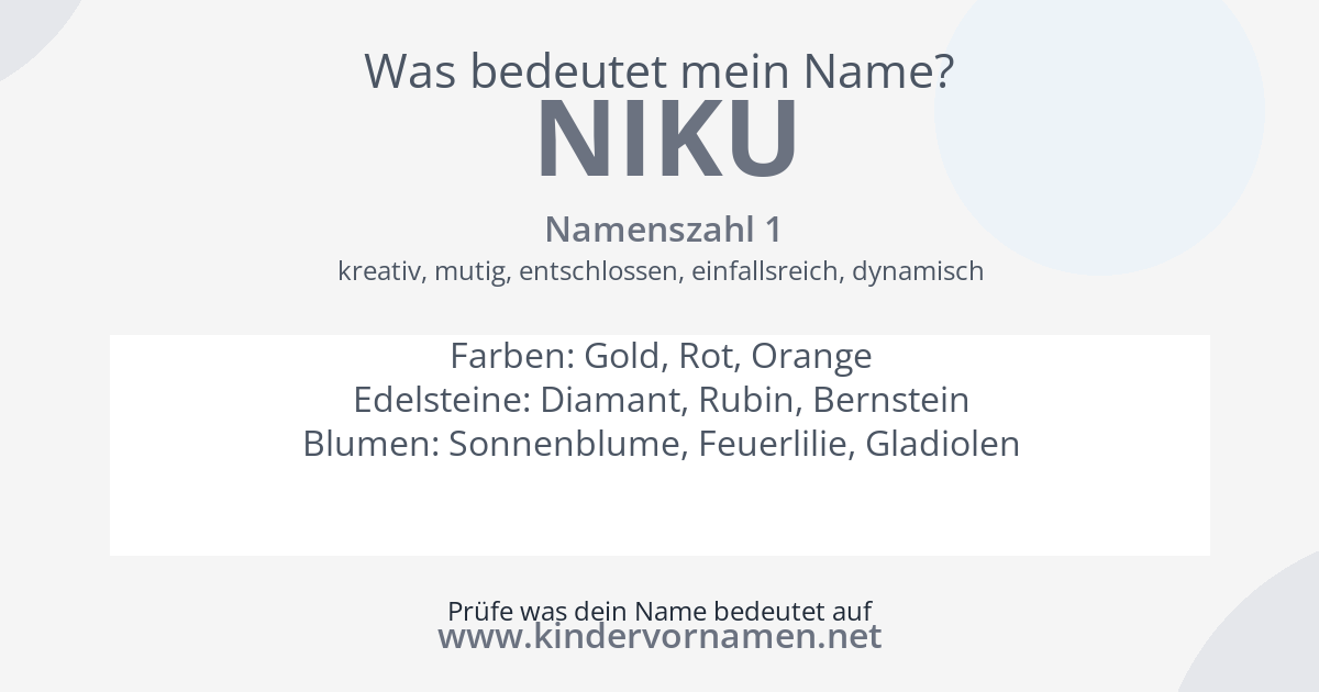 Was bedeutet der Name Niku?