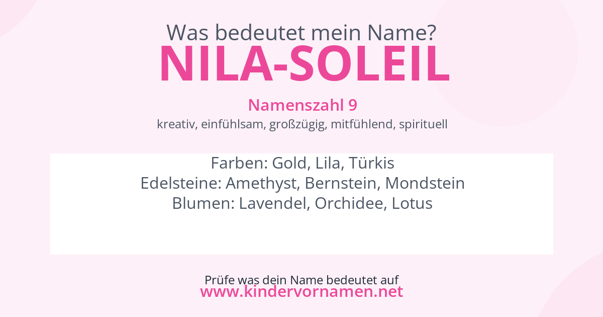 Was bedeutet der Name Nila-Soleil?
