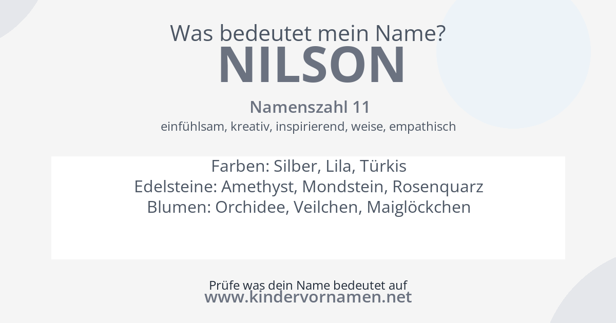 Was bedeutet der Name Nilson?