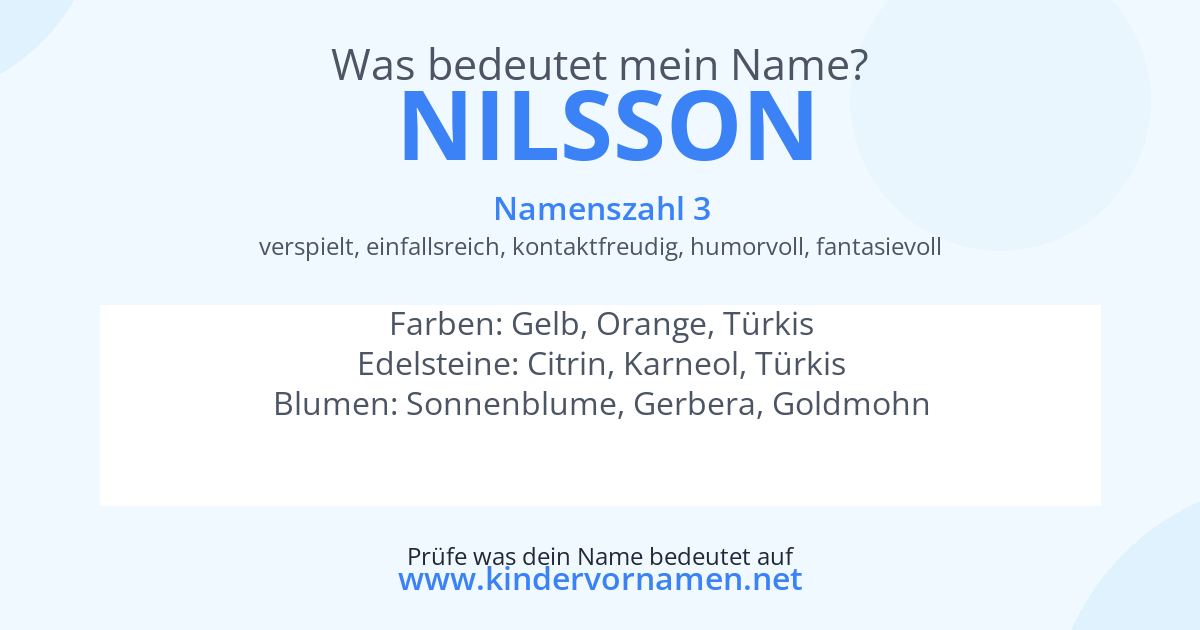 Was bedeutet der Name Nilsson?