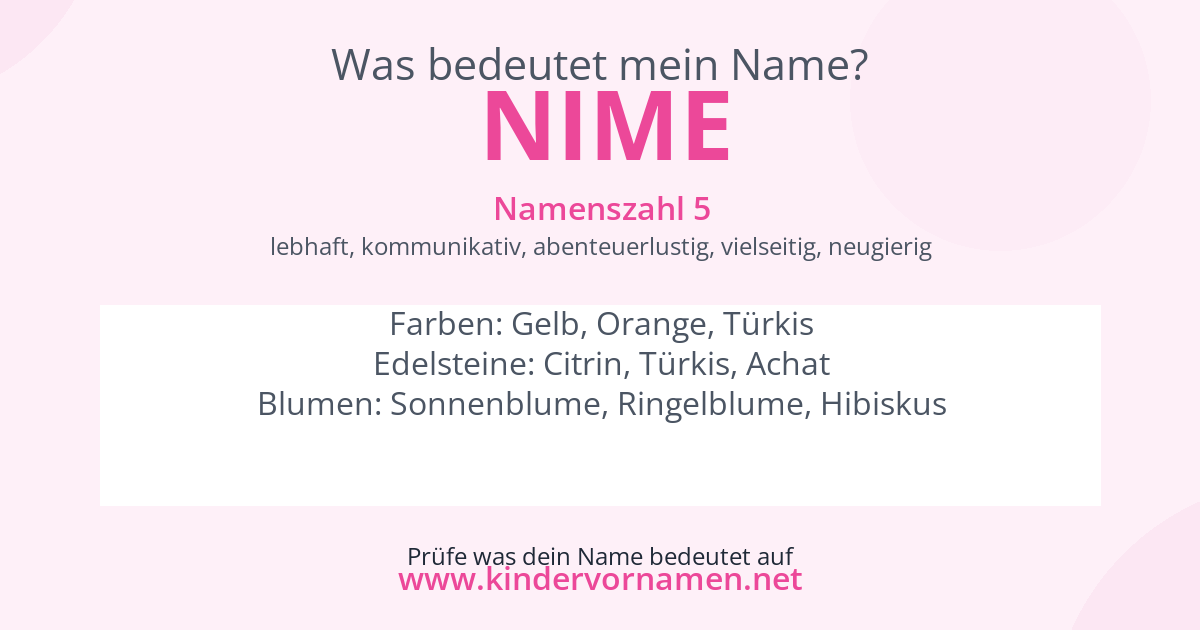 Was bedeutet der Name Nime?