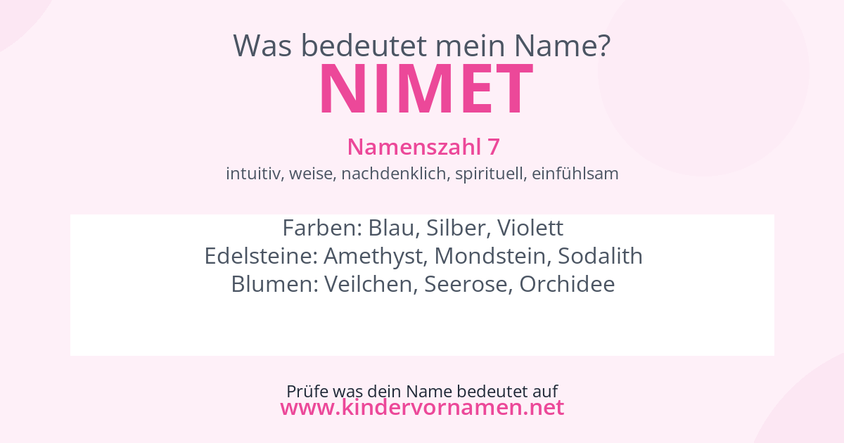 Was bedeutet der Name Nimet?