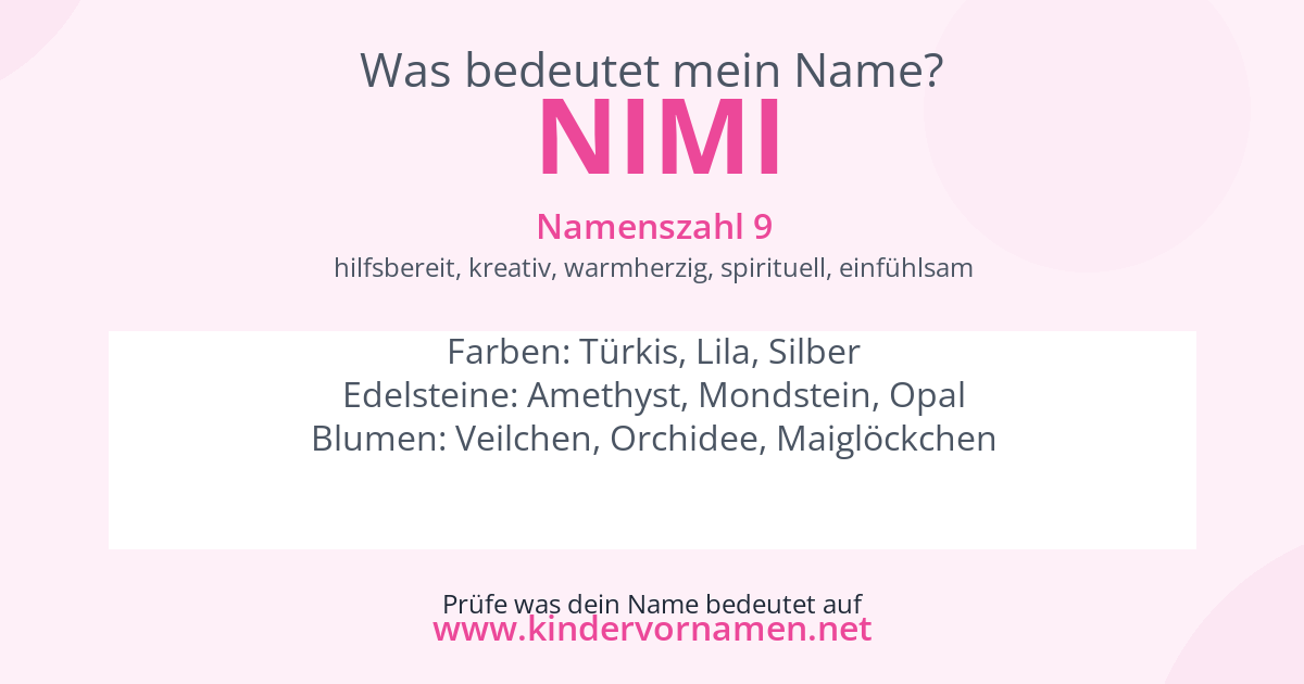 Was bedeutet der Name Nimi?