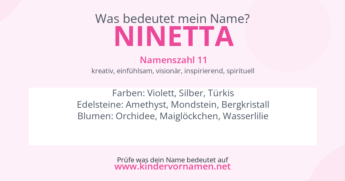 Was bedeutet der Name Ninetta?