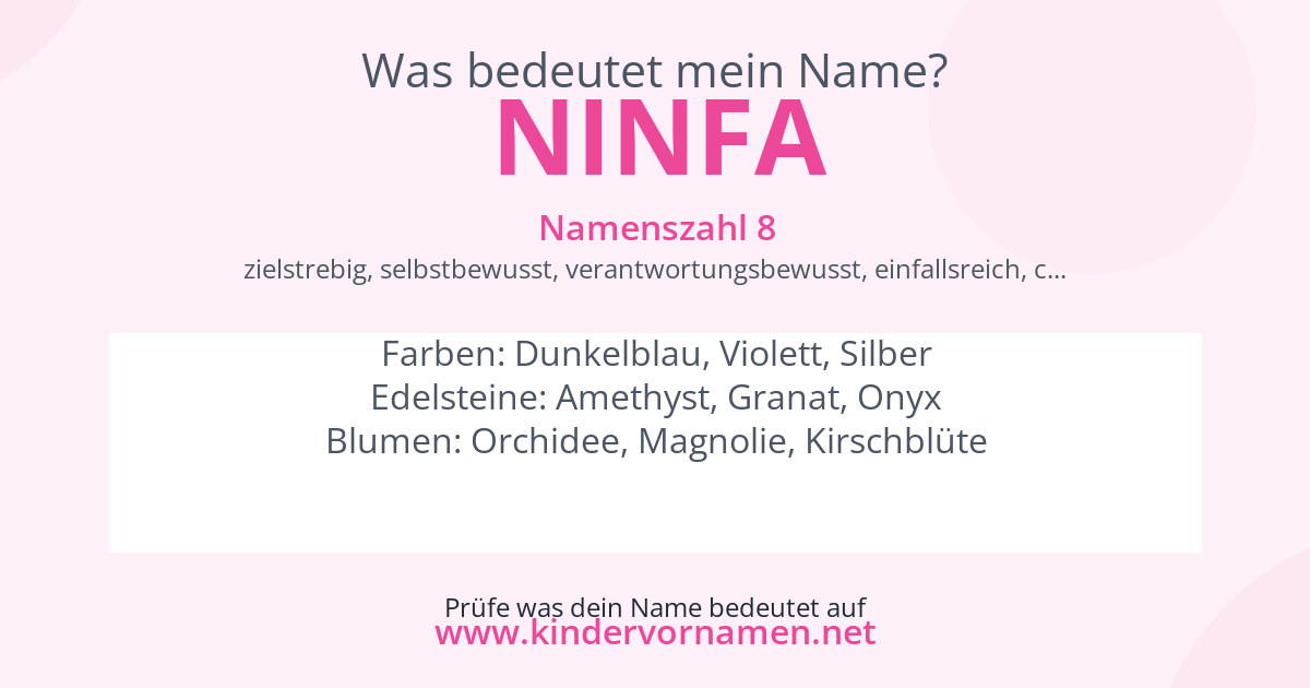 Was bedeutet der Name Ninfa?