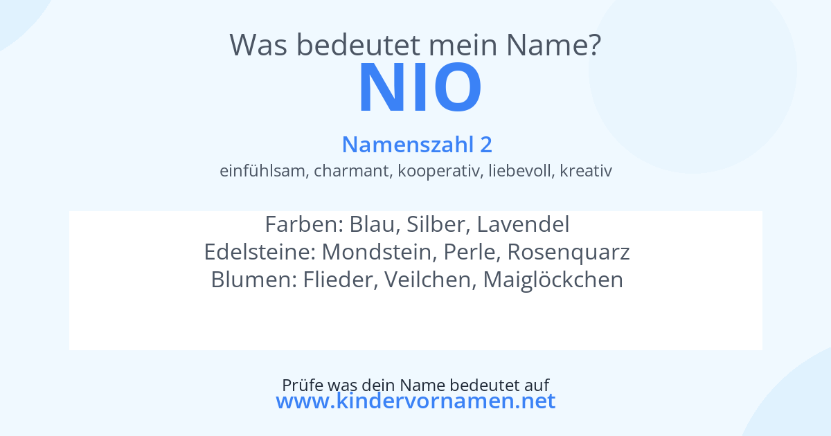 Was bedeutet der Name Nio?