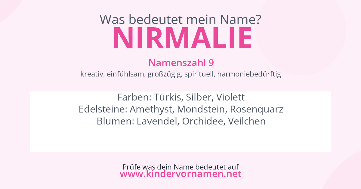 Was bedeutet der Name Nirmalie?