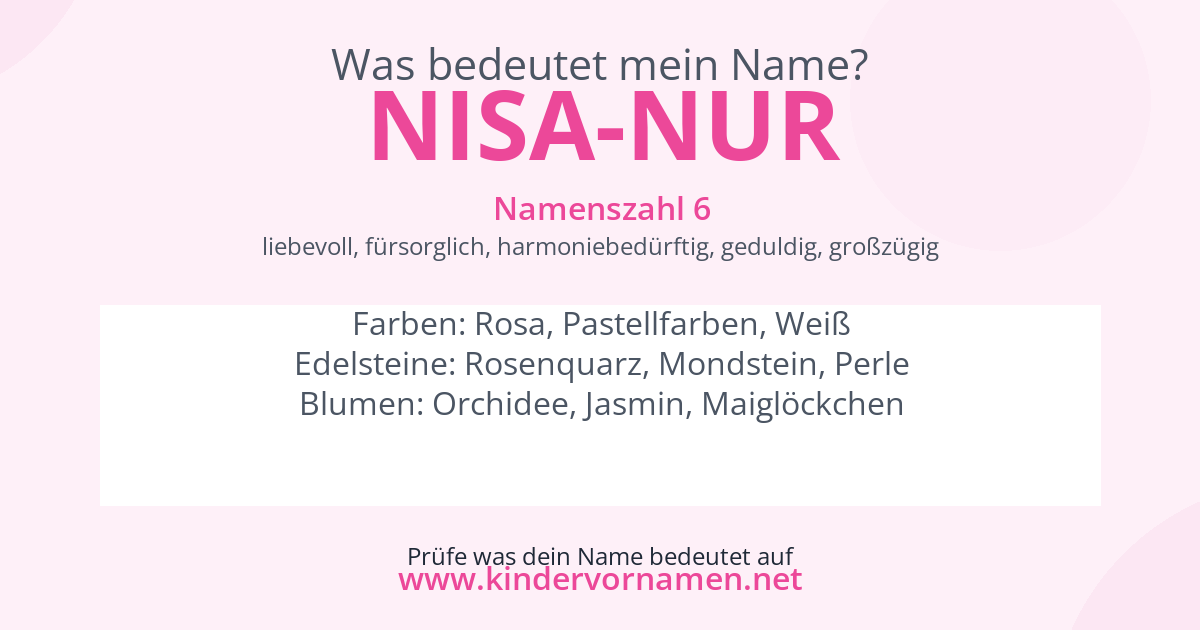 Was bedeutet der Name Nisa-Nur?