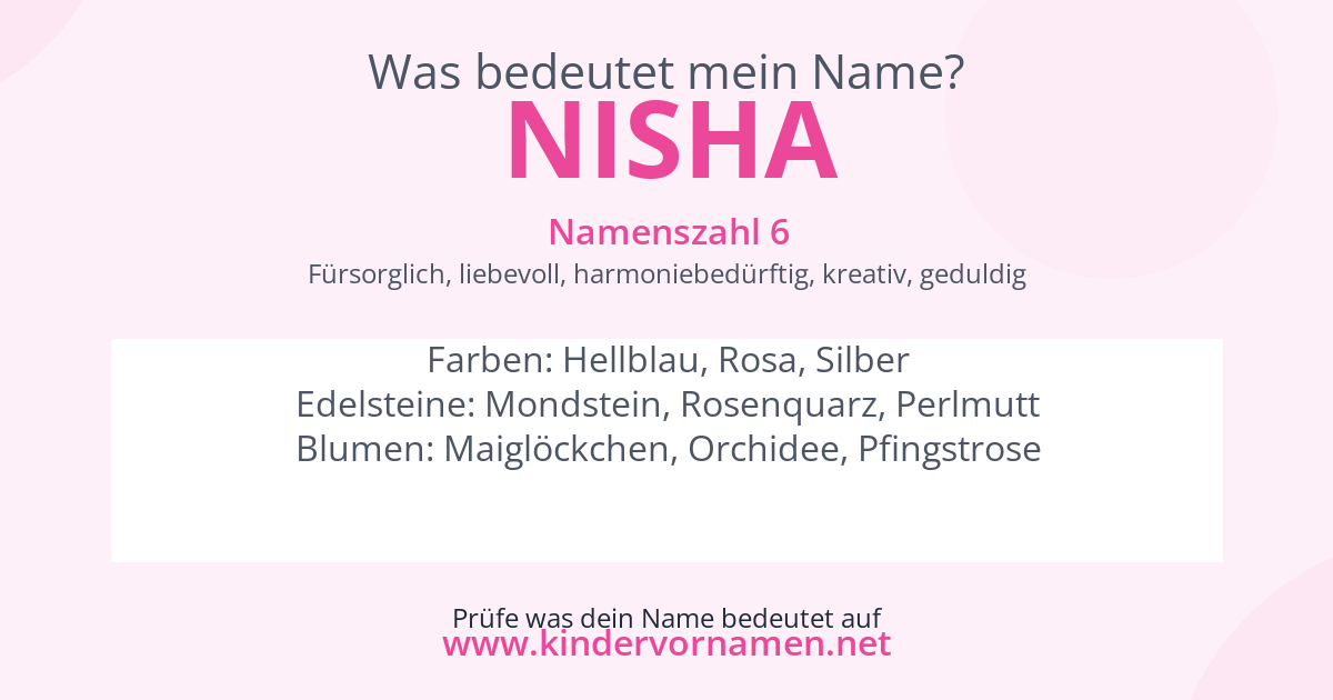 Was bedeutet der Name Nisha?