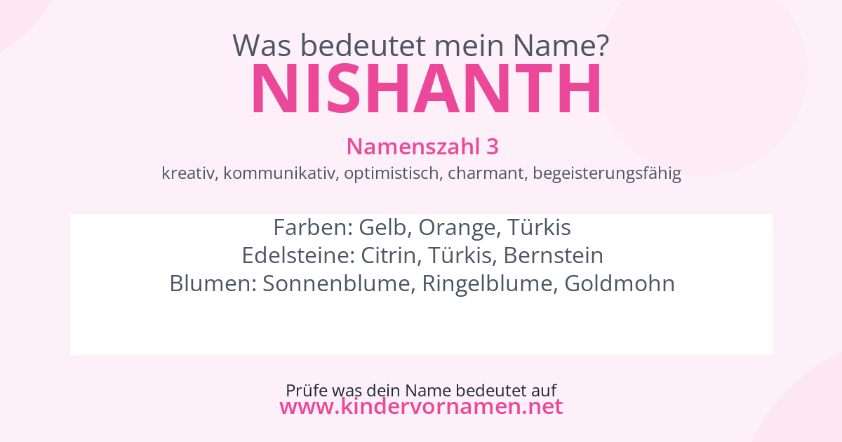 Was bedeutet der Name Nishanth?