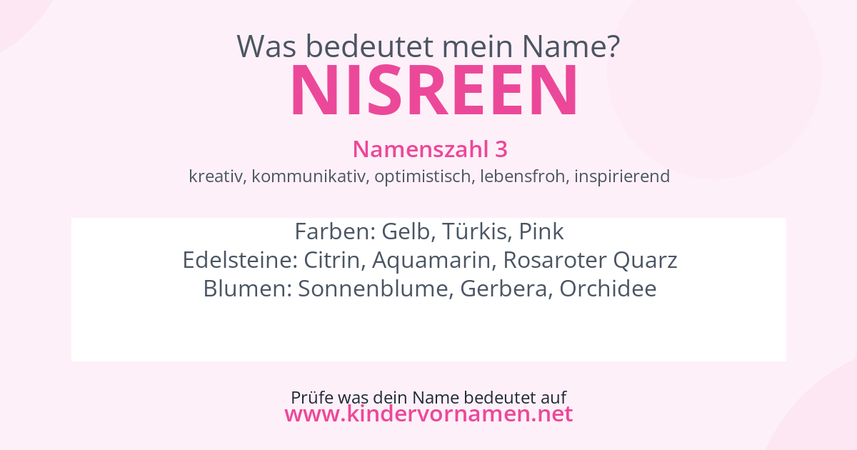 Was bedeutet der Name Nisreen?