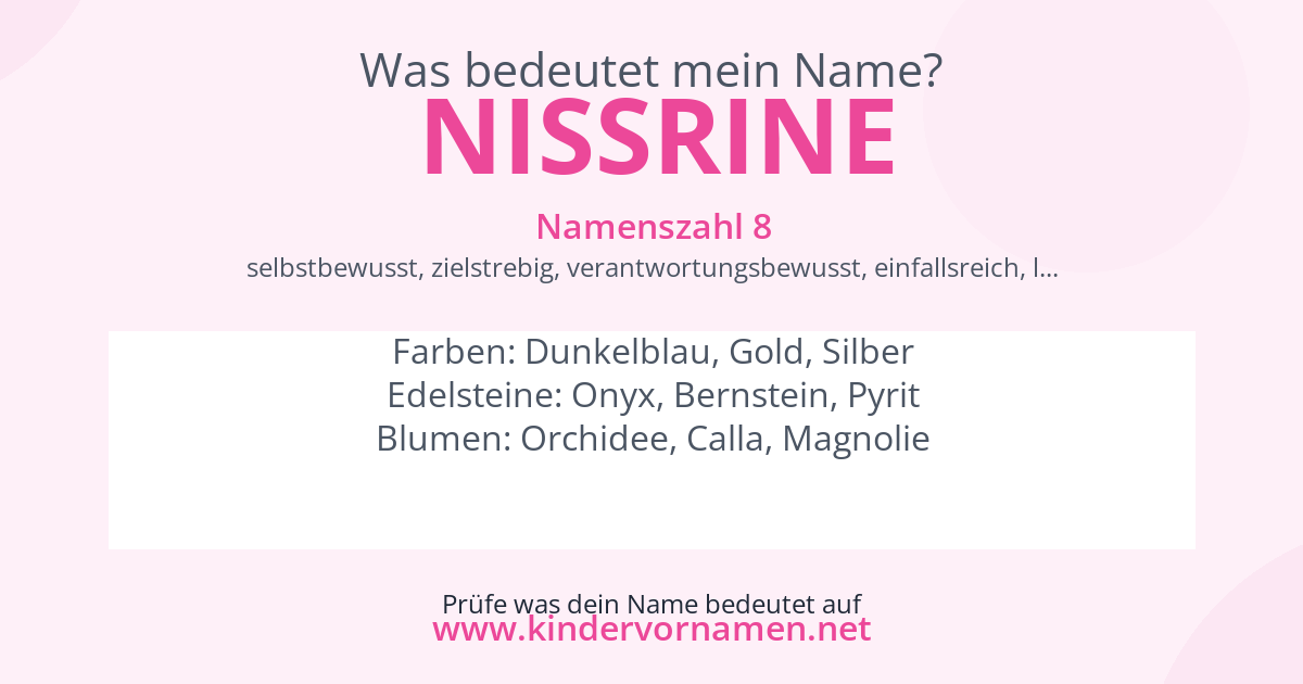 Was bedeutet der Name Nissrine?