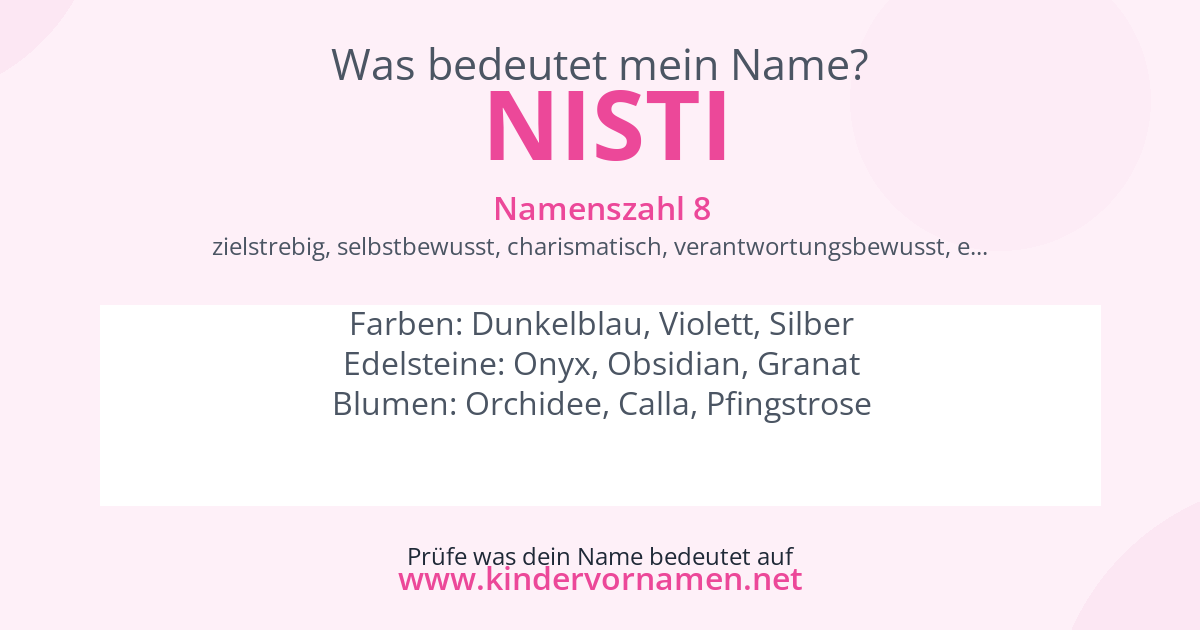 Was bedeutet der Name Nisti?