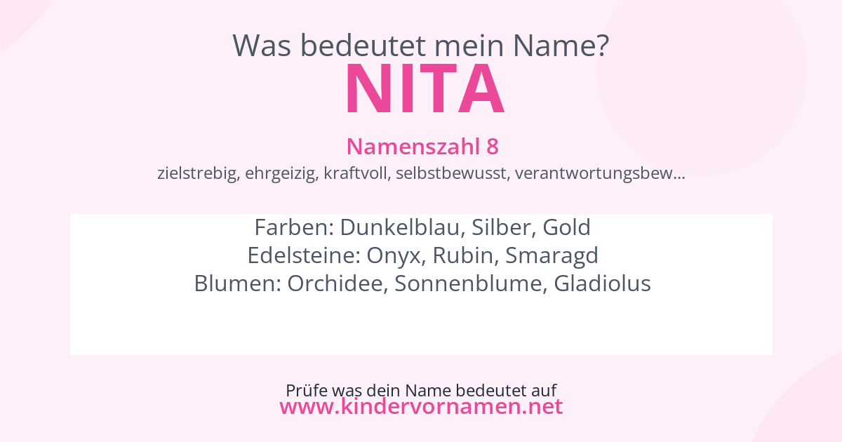 Was bedeutet der Name Nita?