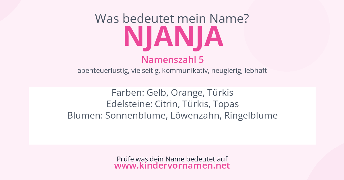 Was bedeutet der Name Njanja?