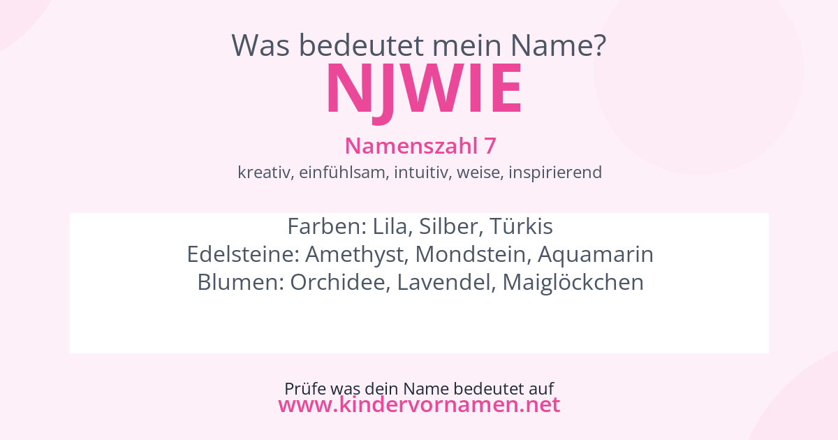 Was bedeutet der Name Njwie?