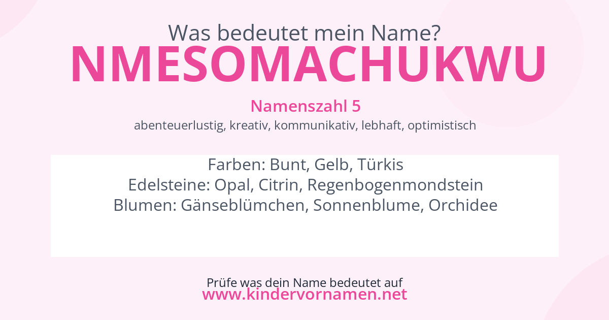 Was bedeutet der Name Nmesomachukwu?