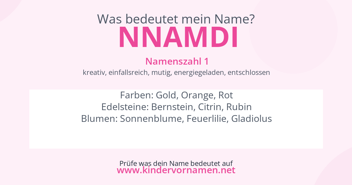 Was bedeutet der Name Nnamdi?