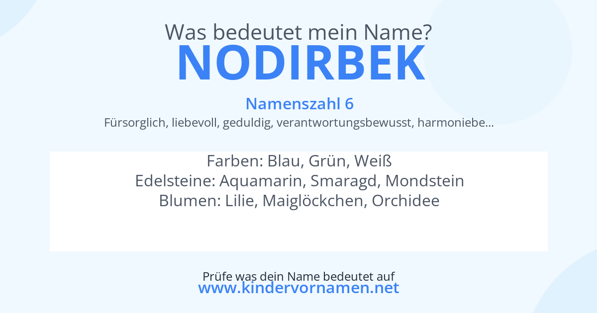 Was bedeutet der Name Nodirbek?