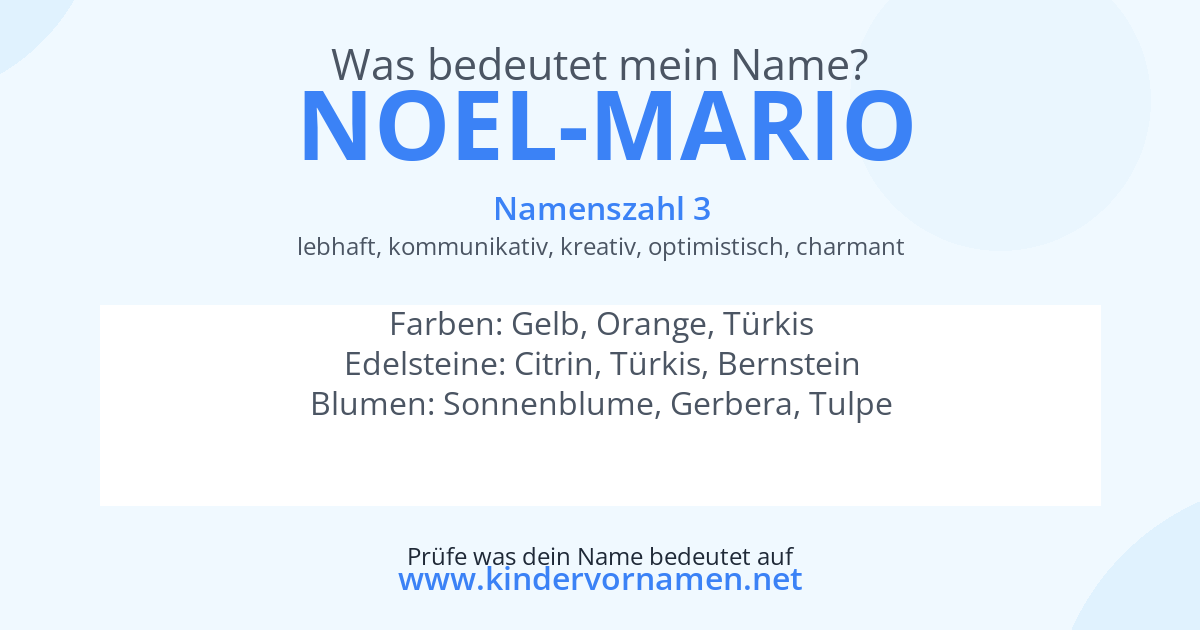 Was bedeutet der Name Noel-Mario?