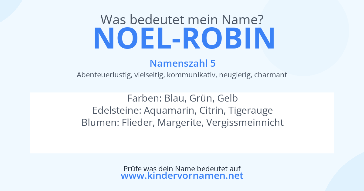 Was bedeutet der Name Noel-Robin?
