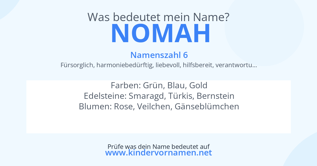 Was bedeutet der Name Nomah?