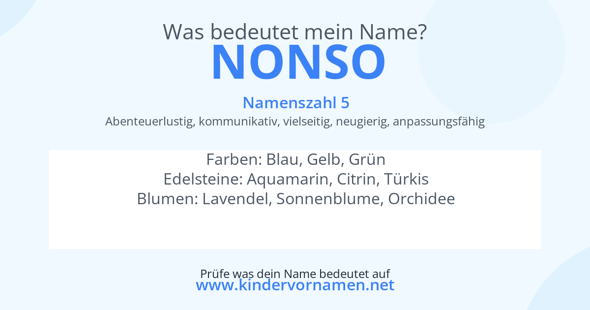 Was bedeutet der Name Nonso?