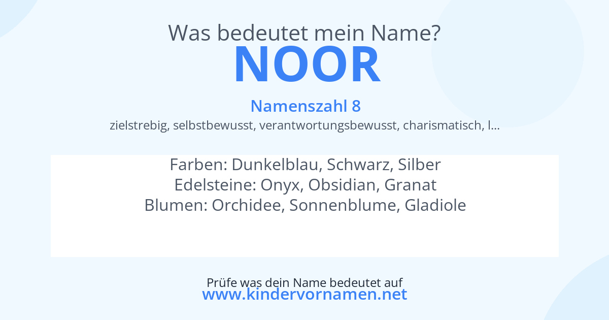 Was bedeutet der Name Noor?