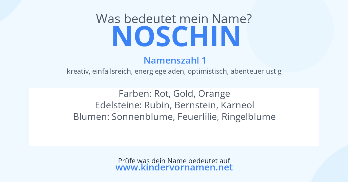 Was bedeutet der Name Noschin?