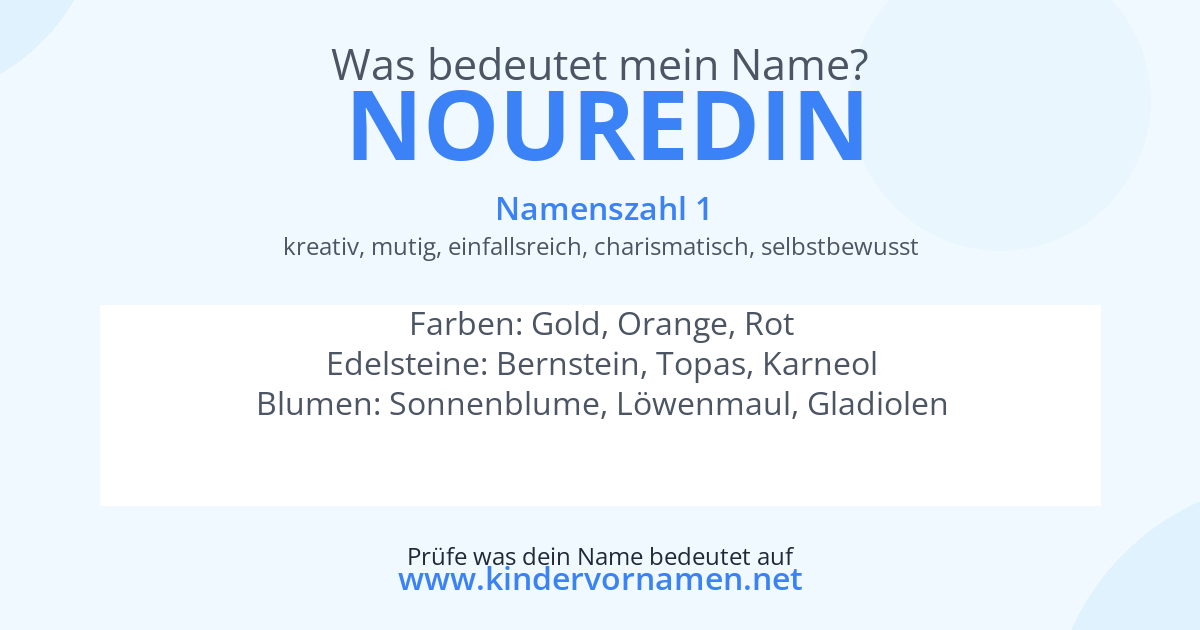 Was bedeutet der Name Nouredin?