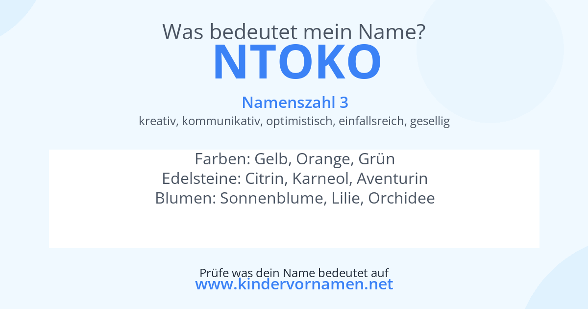 Was bedeutet der Name Ntoko?