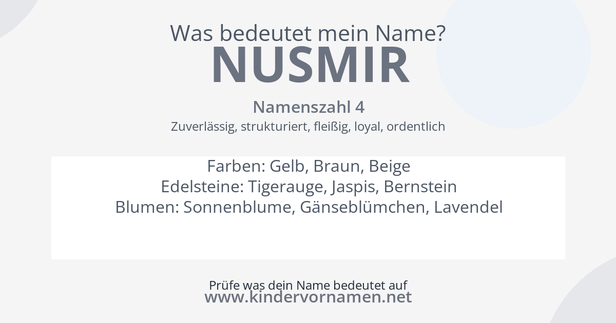 Was bedeutet der Name Nusmir?