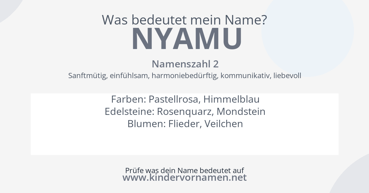 Was bedeutet der Name Nyamu?
