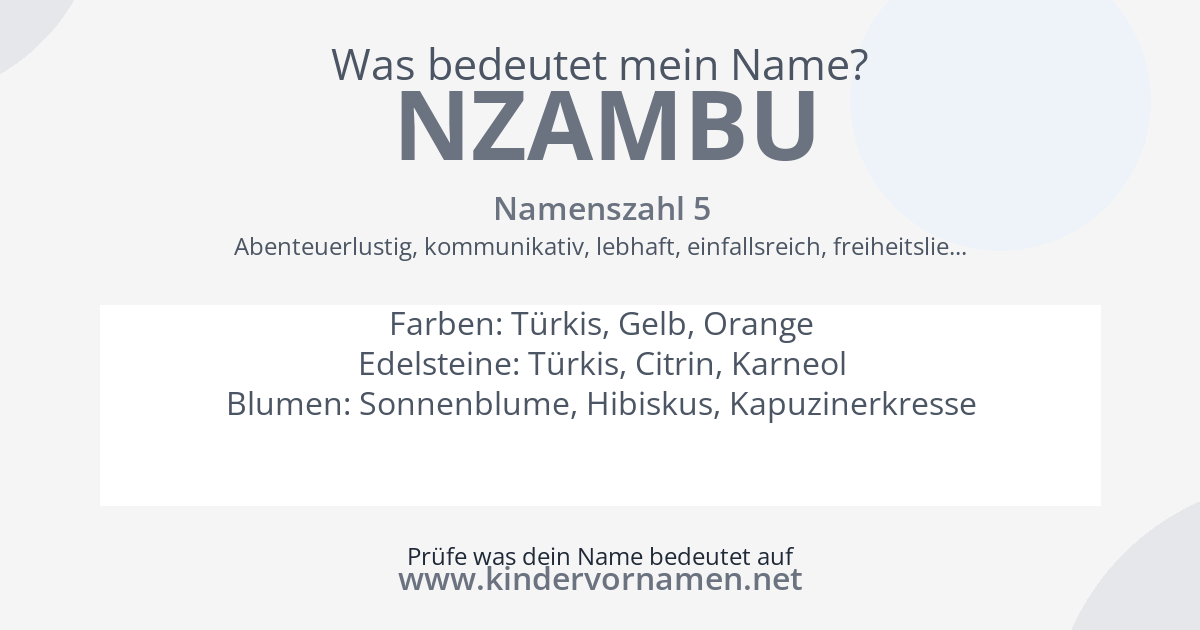 Was bedeutet der Name Nzambu?