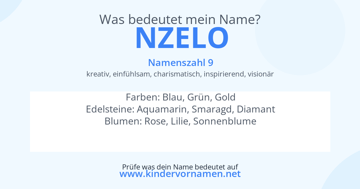 Was bedeutet der Name Nzelo?