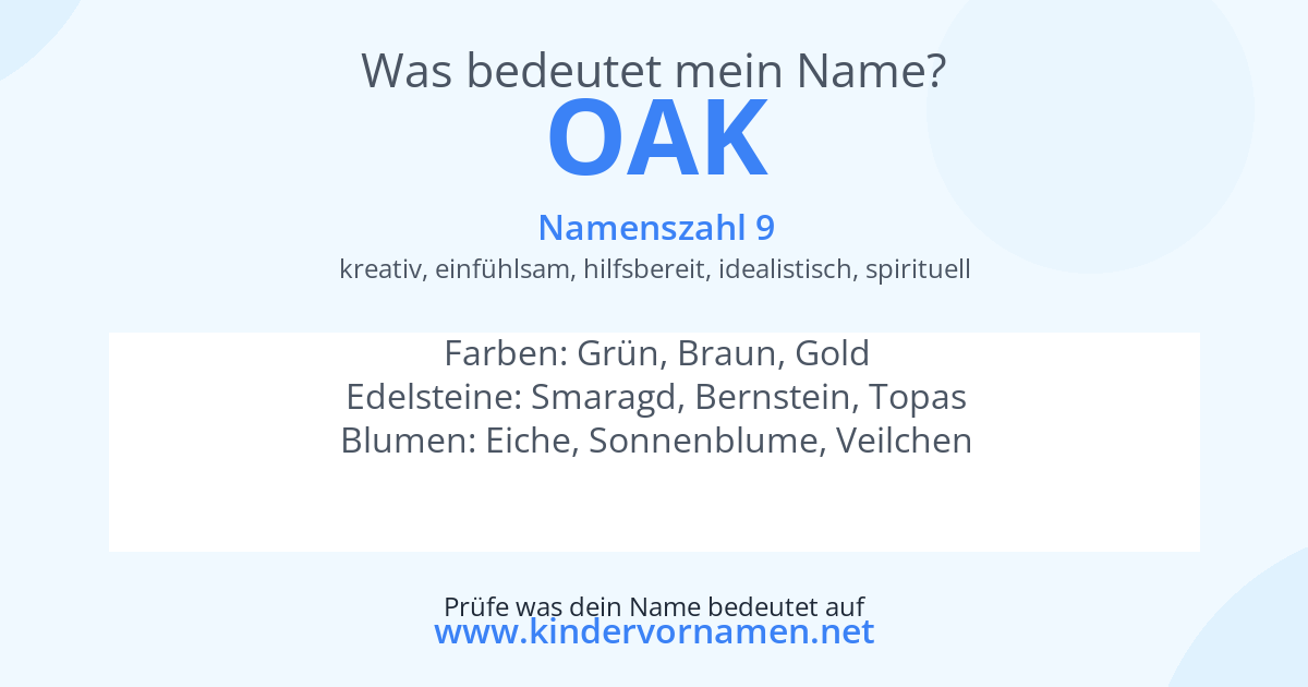 Was bedeutet der Name Oak?