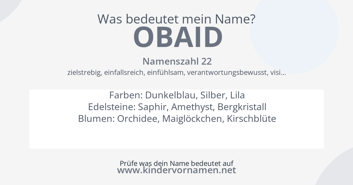 Was bedeutet der Name Obaid?