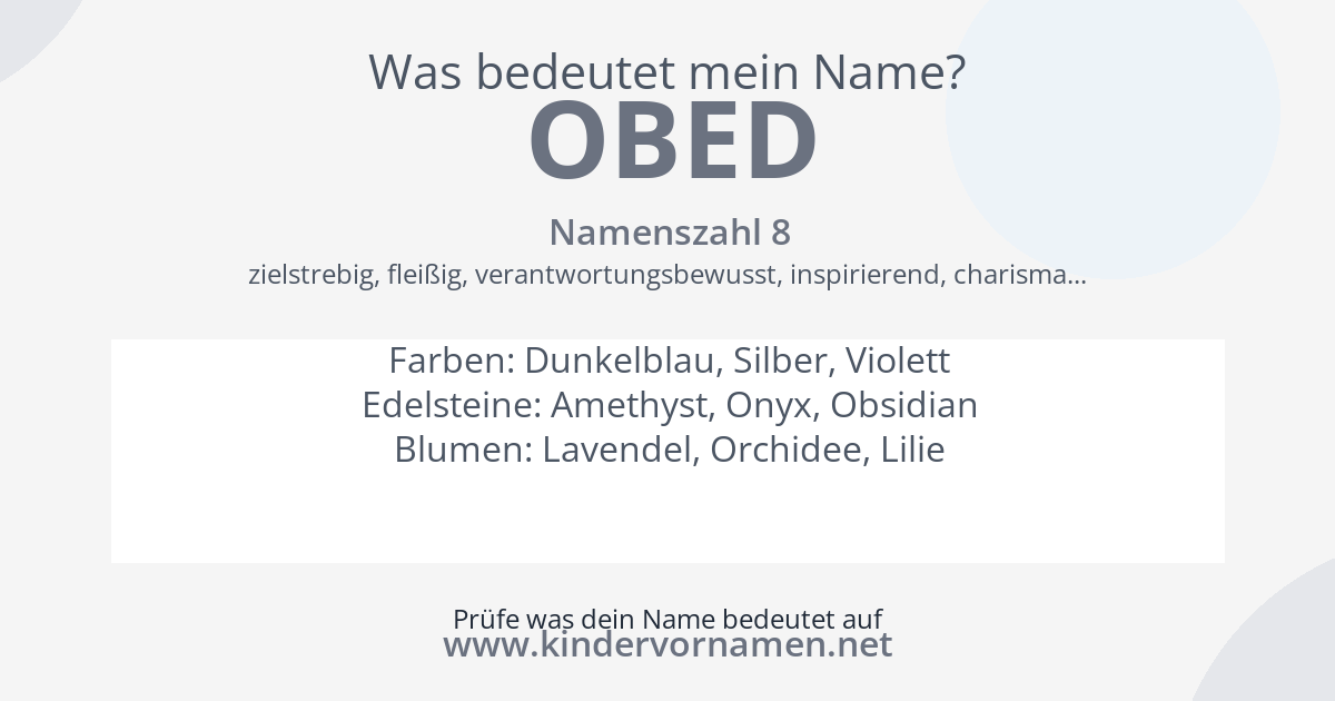 Was bedeutet der Name Obed?